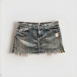 7 For All Mankind Jean Denim Micro Mini Skirt Y2K Vintage Cute It Girl